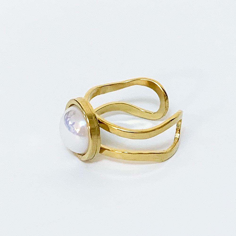 Pearl Gold Open Ring - Gothic Grace Inc