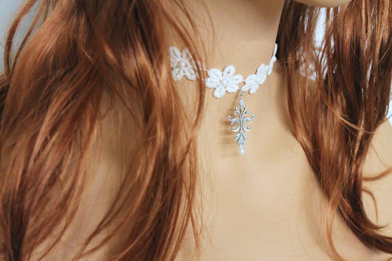 Pearl Lace Flower Choker - Gothic Grace Inc
