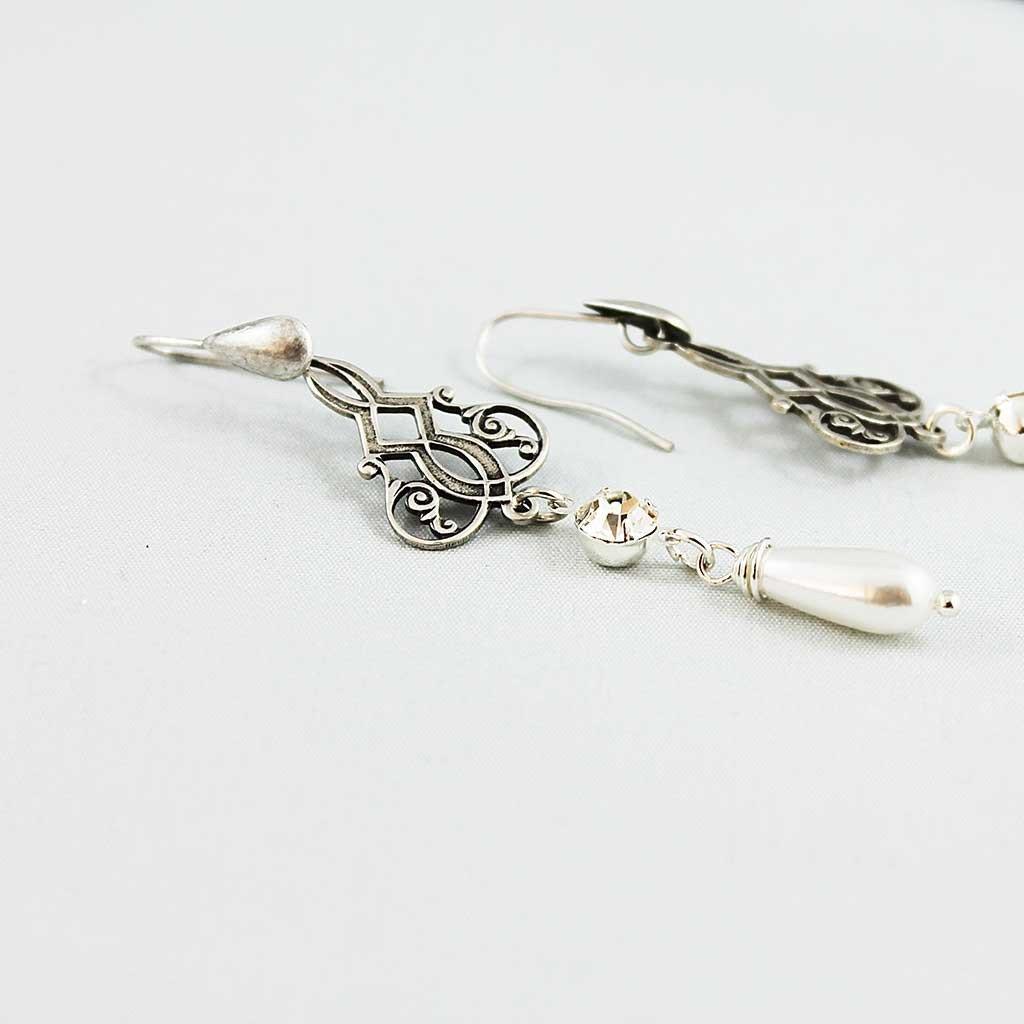 Pearl Teardrop Bridal Earrings - Gothic Grace Inc