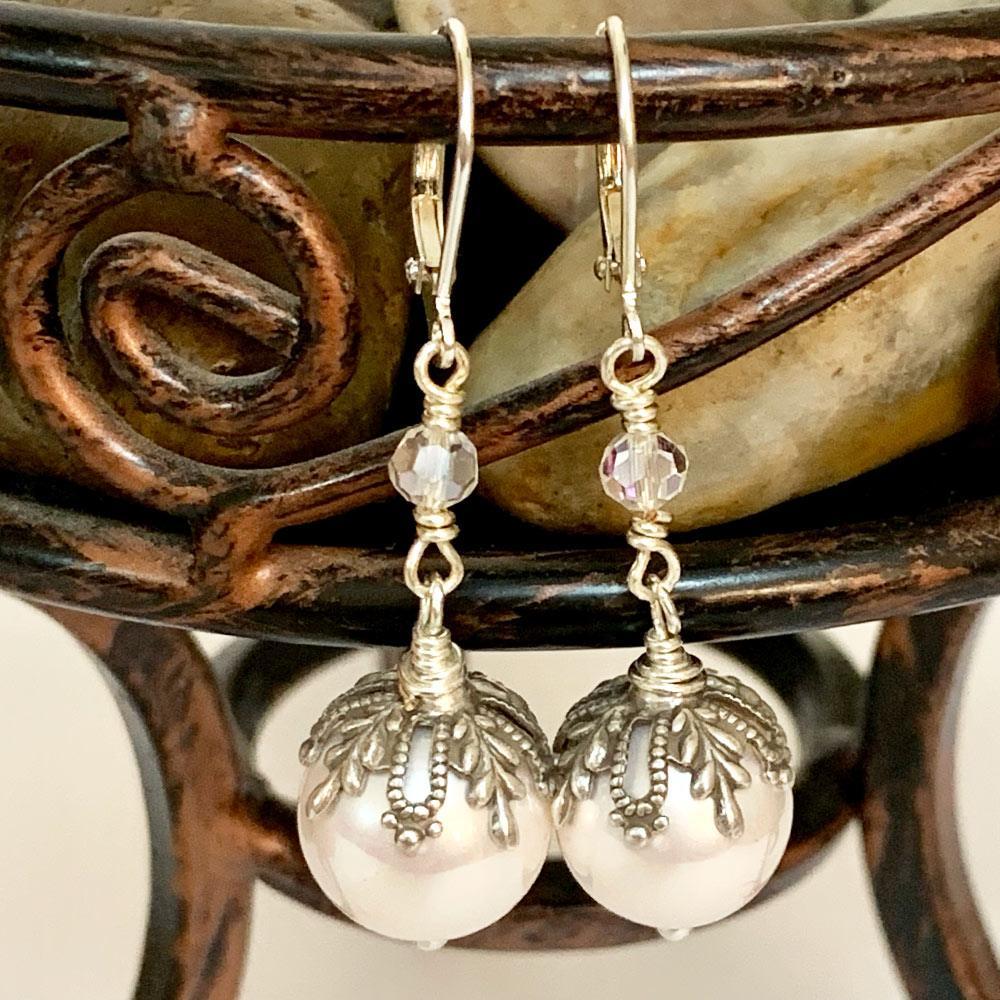 Pink Pearl Victorian Dangle Earrings - Gothic Grace Inc