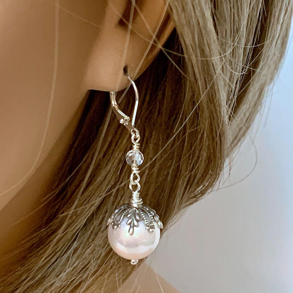 Pink Pearl Victorian Dangle Earrings - Gothic Grace Inc