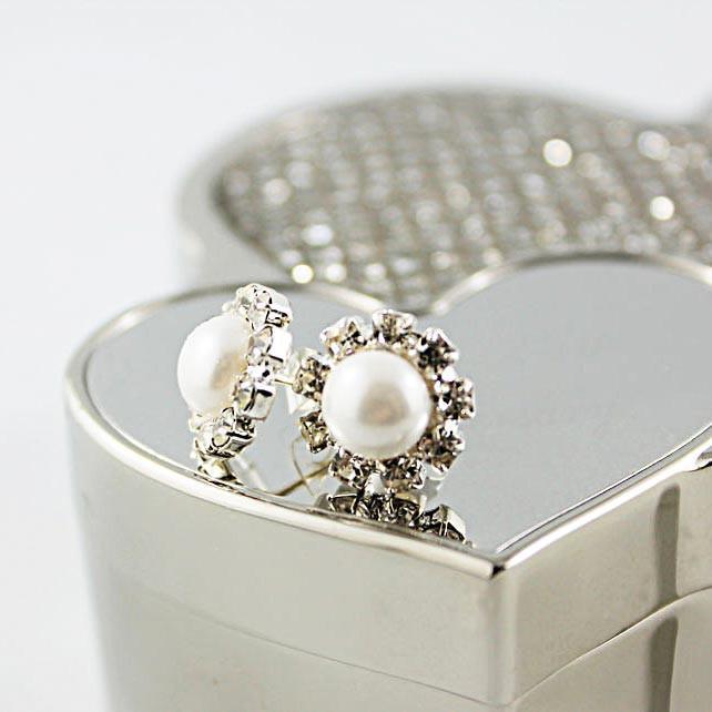 Rhinestone Pearl Post Earrings - Gothic Grace Inc