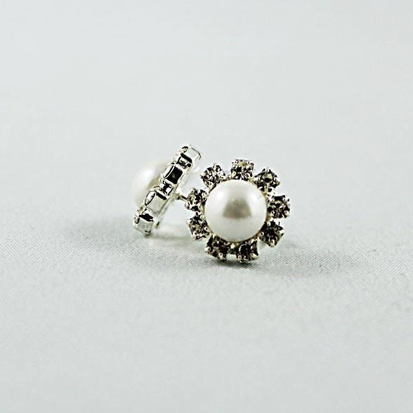 Rhinestone Pearl Post Earrings - Gothic Grace Inc