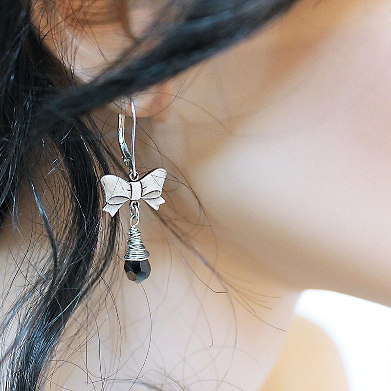 Silver Bow Earrings - Gothic Grace Inc
