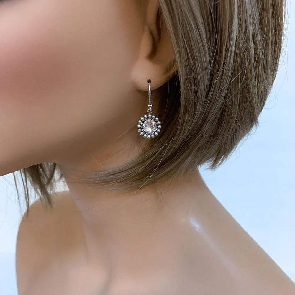 Silver Crystal Victorian Drop Earrings - Gothic Grace Inc