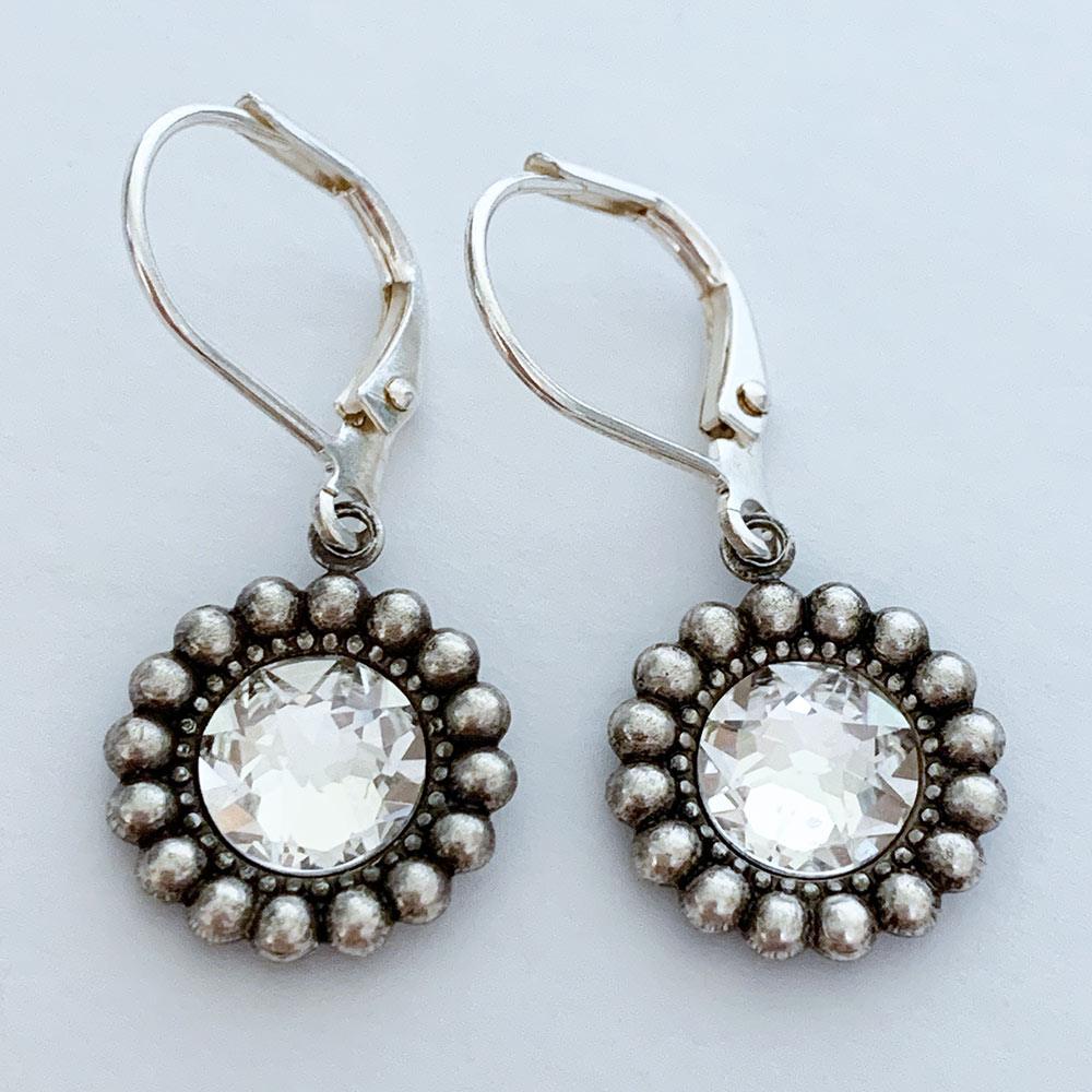 Silver Crystal Victorian Drop Earrings - Gothic Grace Inc