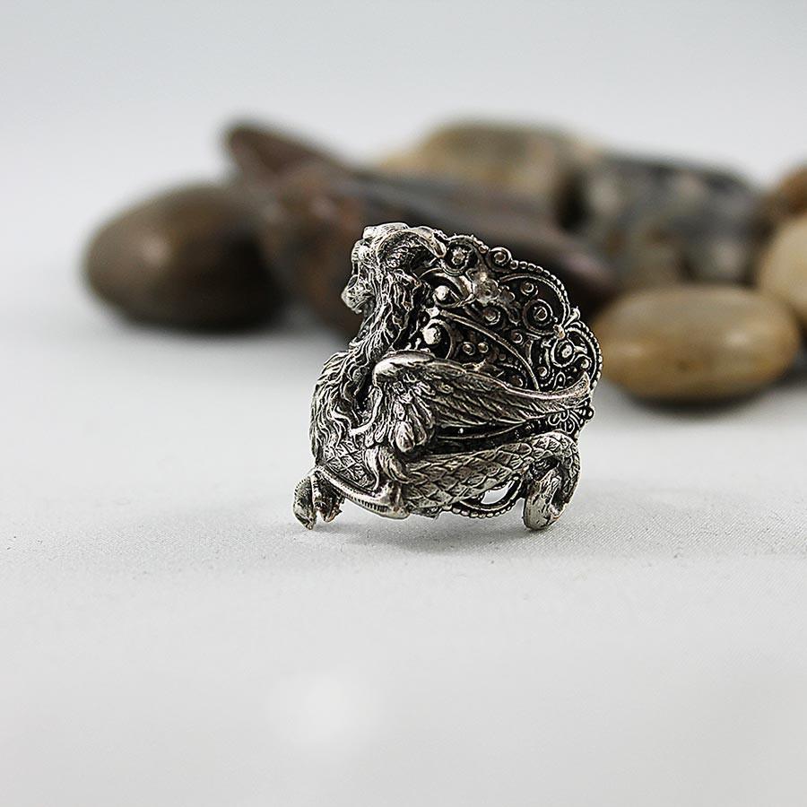 Silver Dragon Ring, Medieval Fantasy, Neo Victorian Gothic Jewelry - Gothic Grace Inc