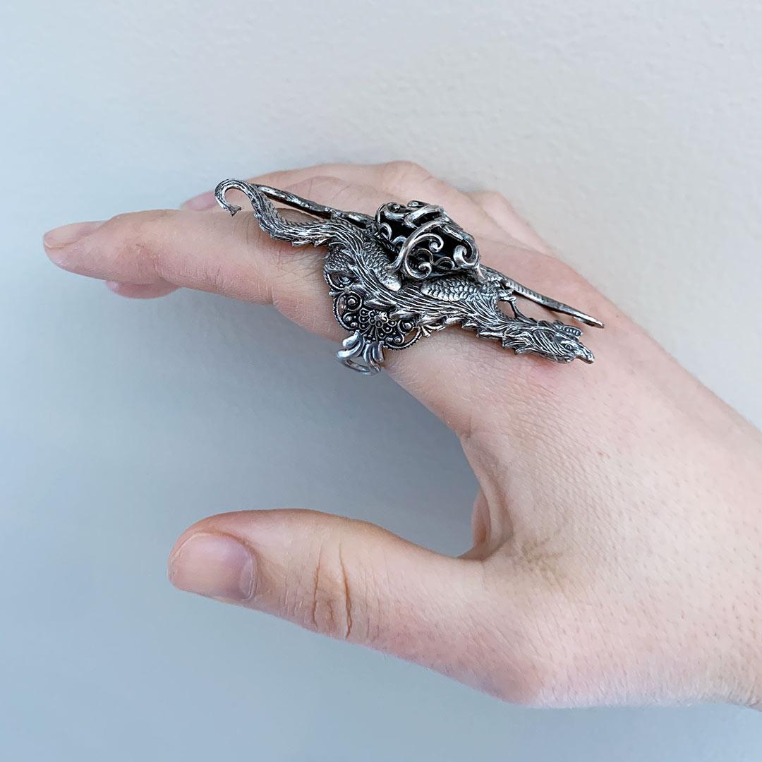 Silver Dragon Statement Ring, Game of Thrones Style Medieval Gothic Ring - Gothic Grace Inc