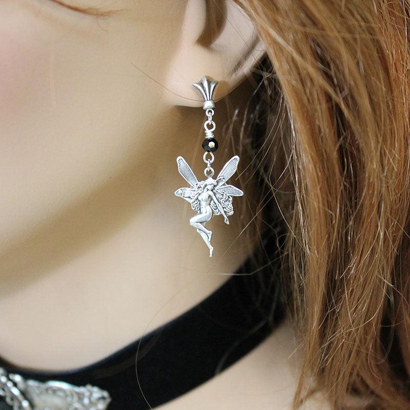 Silver Fairy Earrings - Gothic Grace Inc