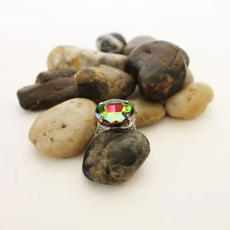 Silver Filigree Crystal Adjustable Ring - Gothic Grace Inc