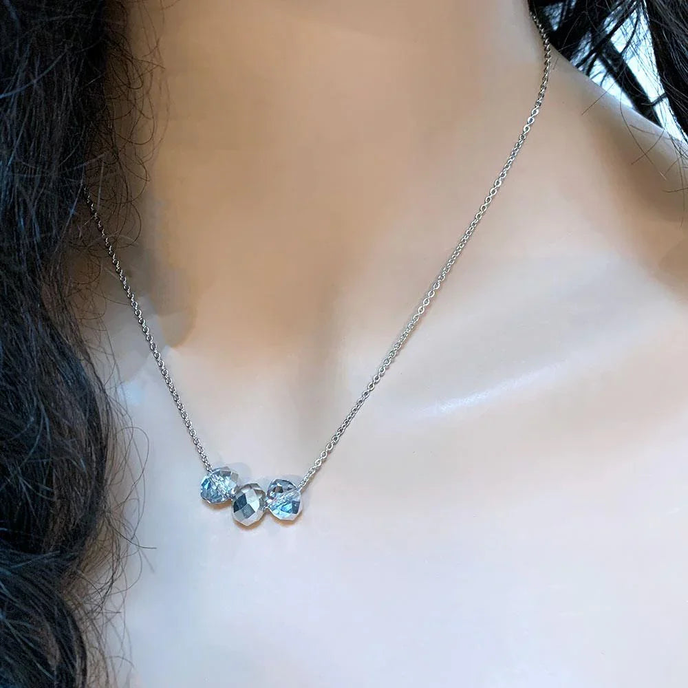 Silver Floating Crystal Necklace - Gothic Grace Inc