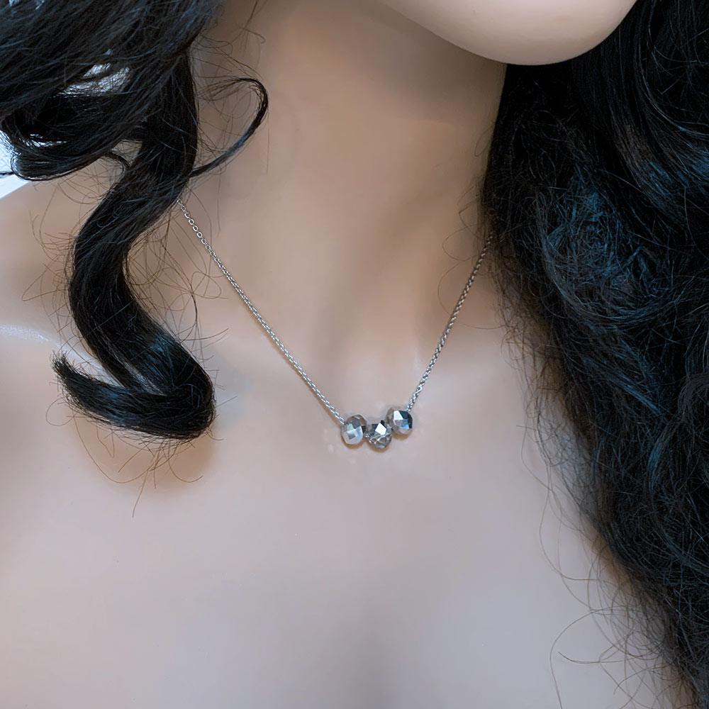Silver Floating Crystal Necklace - Gothic Grace Inc