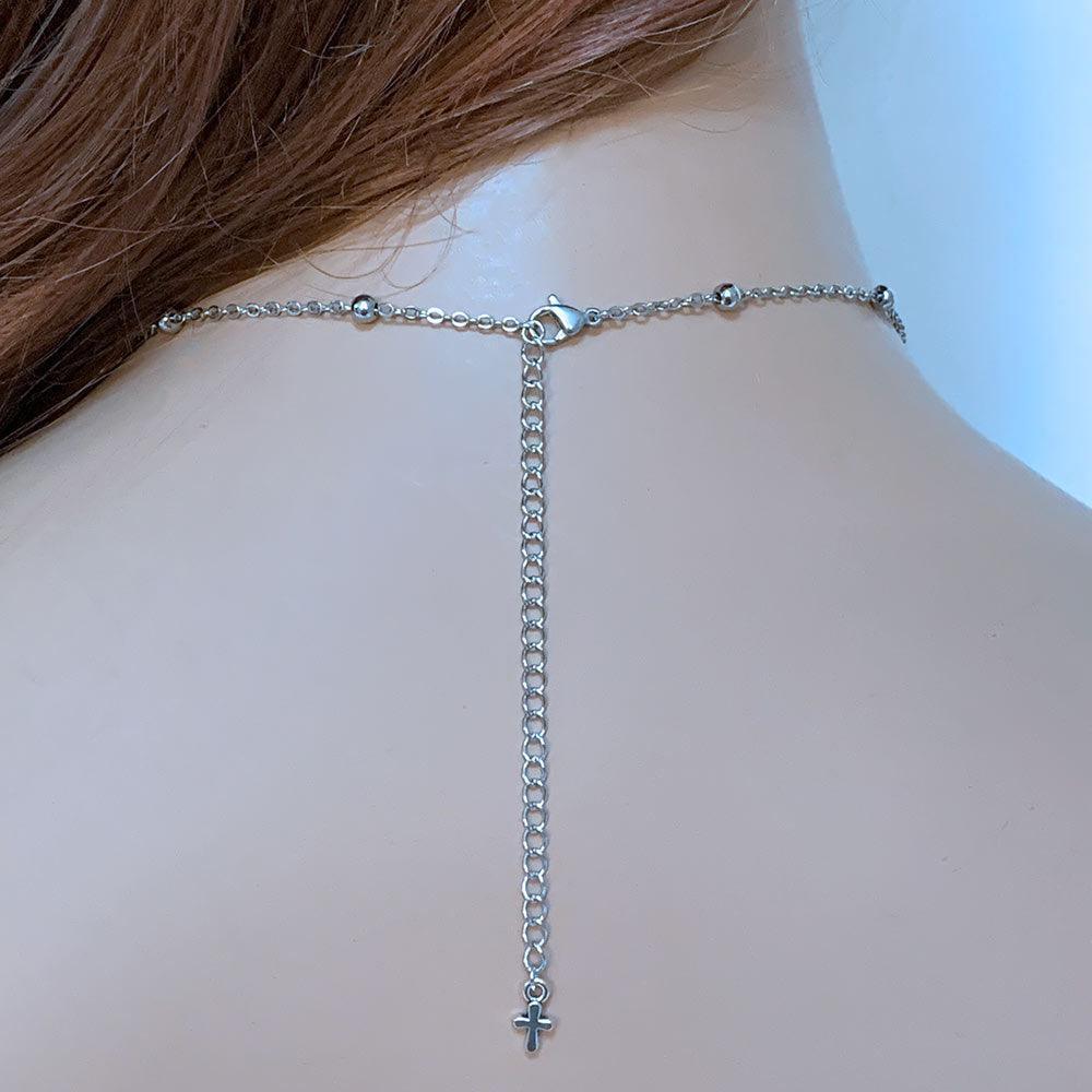 Silver Sacred Heart Cross Necklace - Gothic Grace Inc