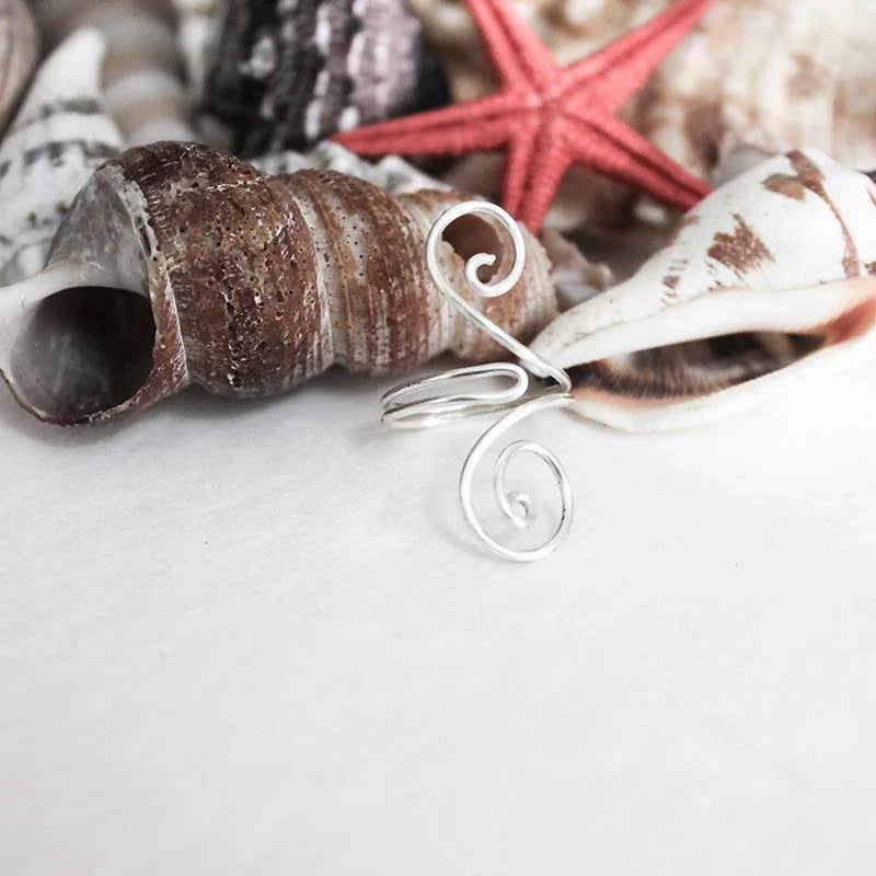 Silver Spiral Swirl Knuckle Ring - Gothic Grace Inc