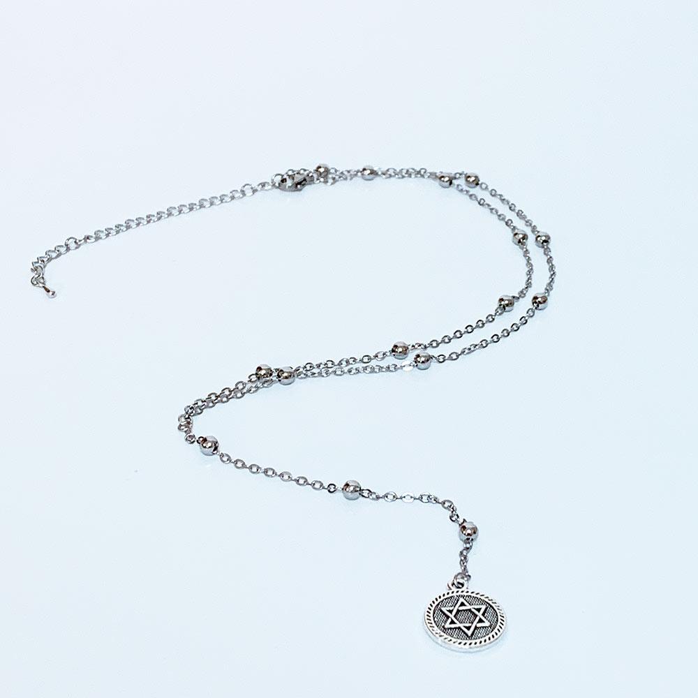 Silver Star of David Y Necklace - Gothic Grace Inc