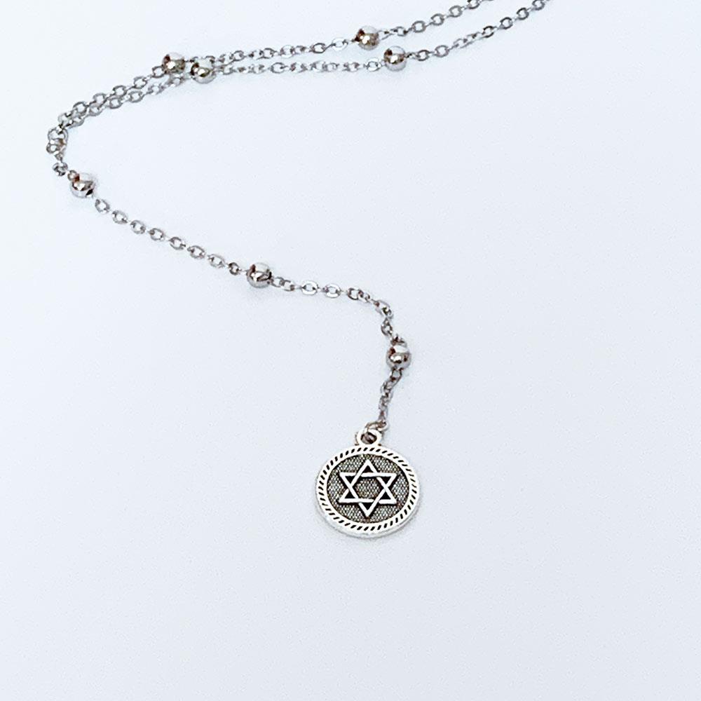 Silver Star of David Y Necklace - Gothic Grace Inc