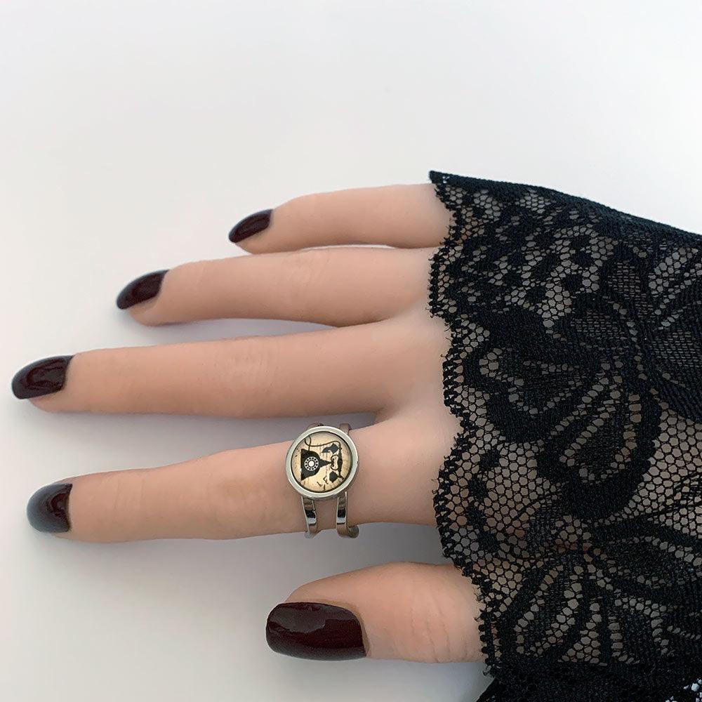 Silver Telephone Ring - Gothic Grace Inc