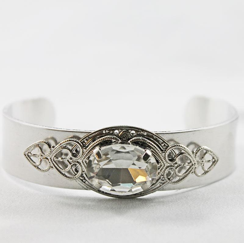 Silver Victorian Bangle Cuff Bracelet - Gothic Grace Inc