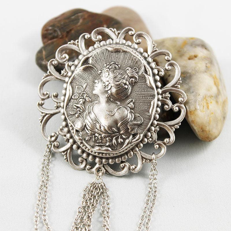Silver Victorian Cameo Brooch