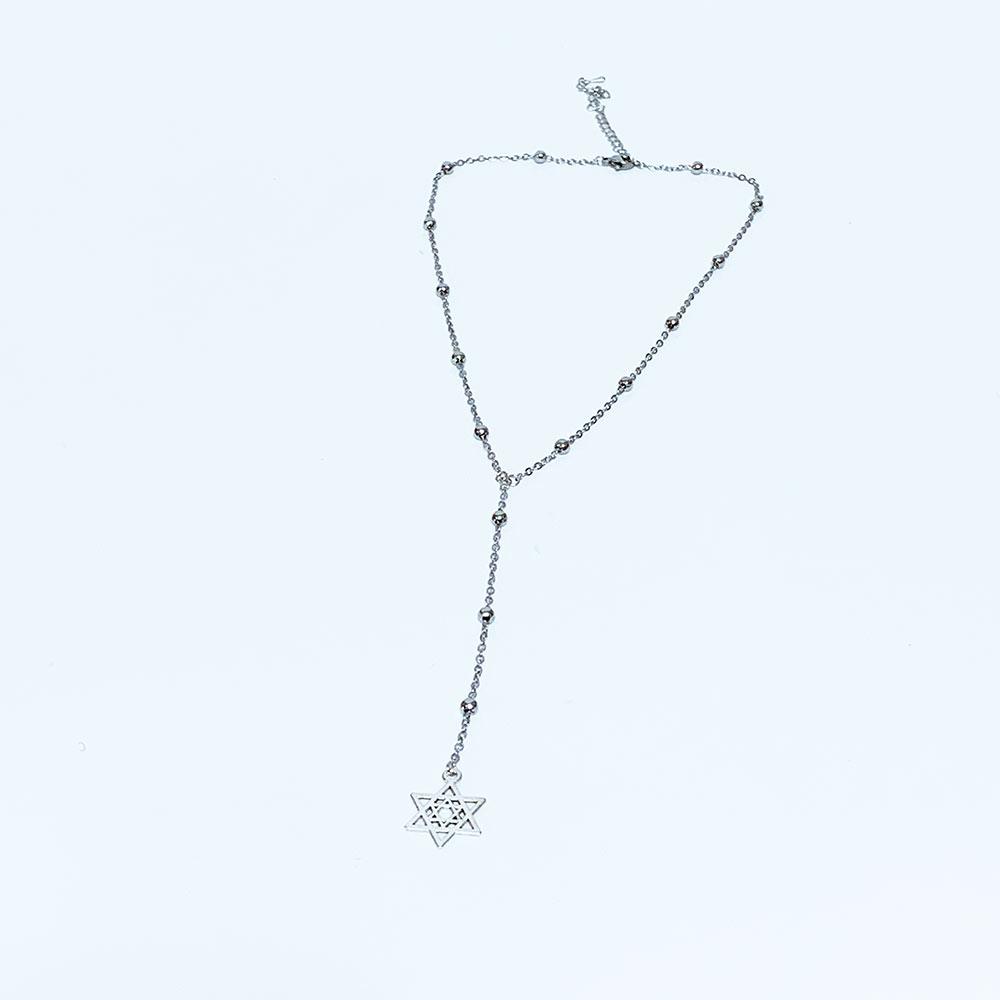 Simple Silver Star of David Y Necklace - Gothic Grace Inc