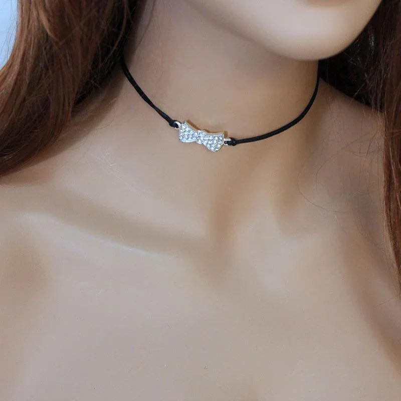 Sparkly Bow Choker - Gothic Grace Inc