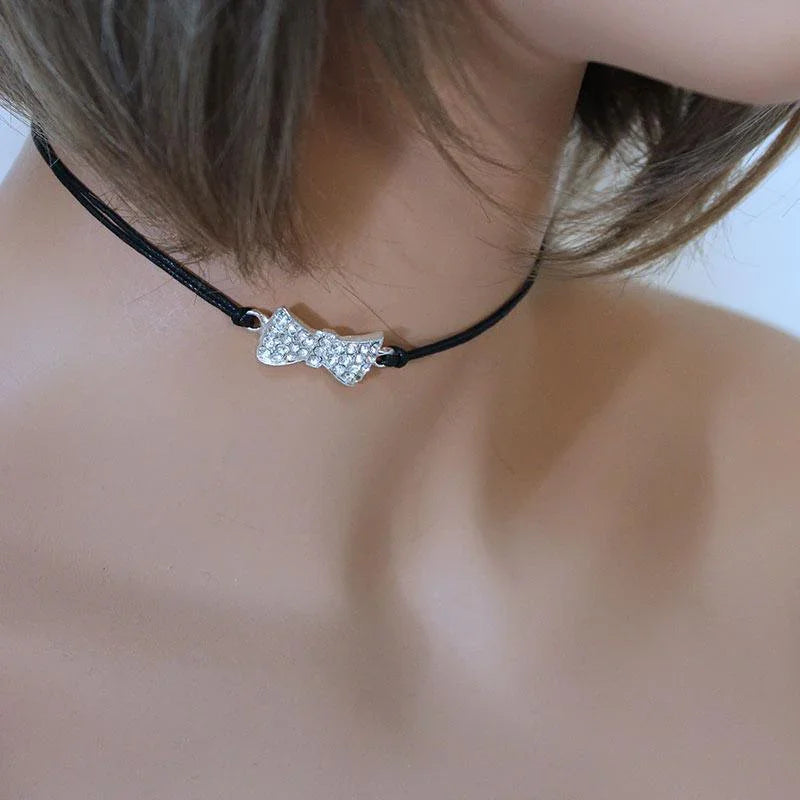 Sparkly Bow Choker - Gothic Grace Inc