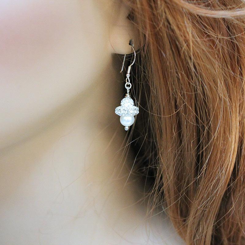 Sparkly Pearl Dangle Earrings - Gothic Grace Inc