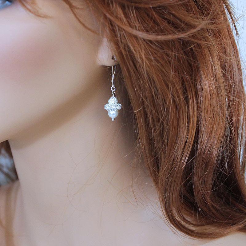 Sparkly Pearl Dangle Earrings - Gothic Grace Inc