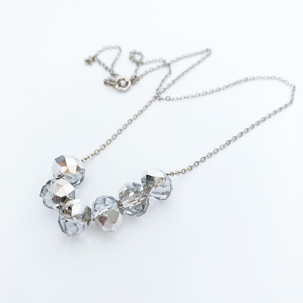Stainless Steel Floating Crystal Bead Necklace - Gothic Grace Inc