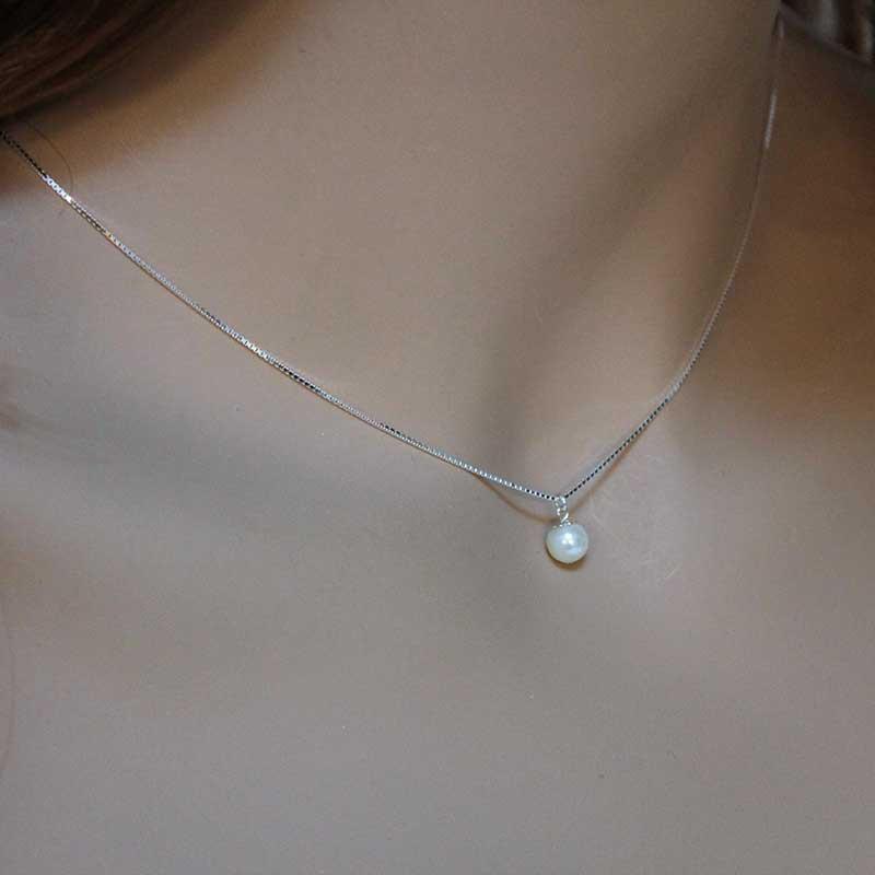 Sterling Silver Dainty Pearl Necklace - Gothic Grace Inc