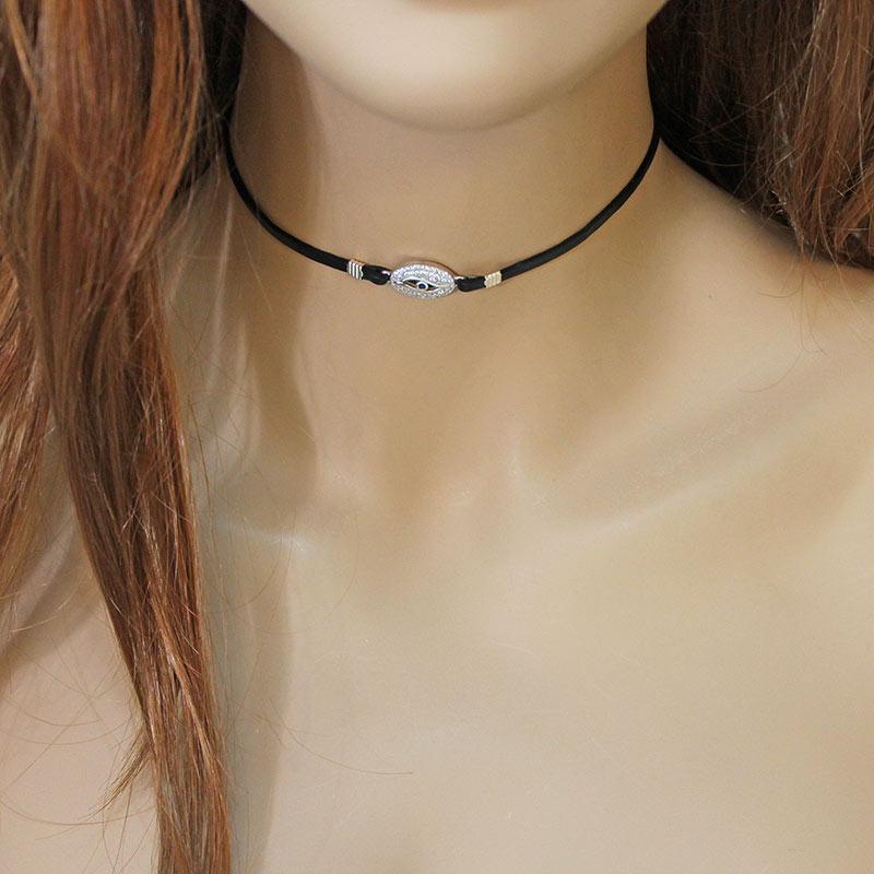 Sterling Silver Evil Eye Choker - Gothic Grace Inc