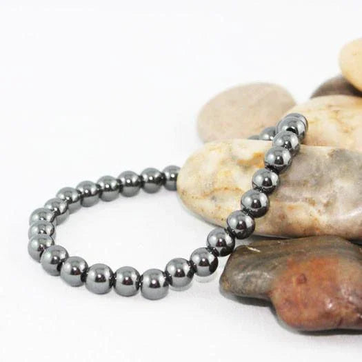 Unisex 6mm Hematite Beaded Stretch Bracelet - Gothic Grace Inc