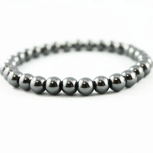 Unisex 6mm Hematite Beaded Stretch Bracelet - Gothic Grace Inc