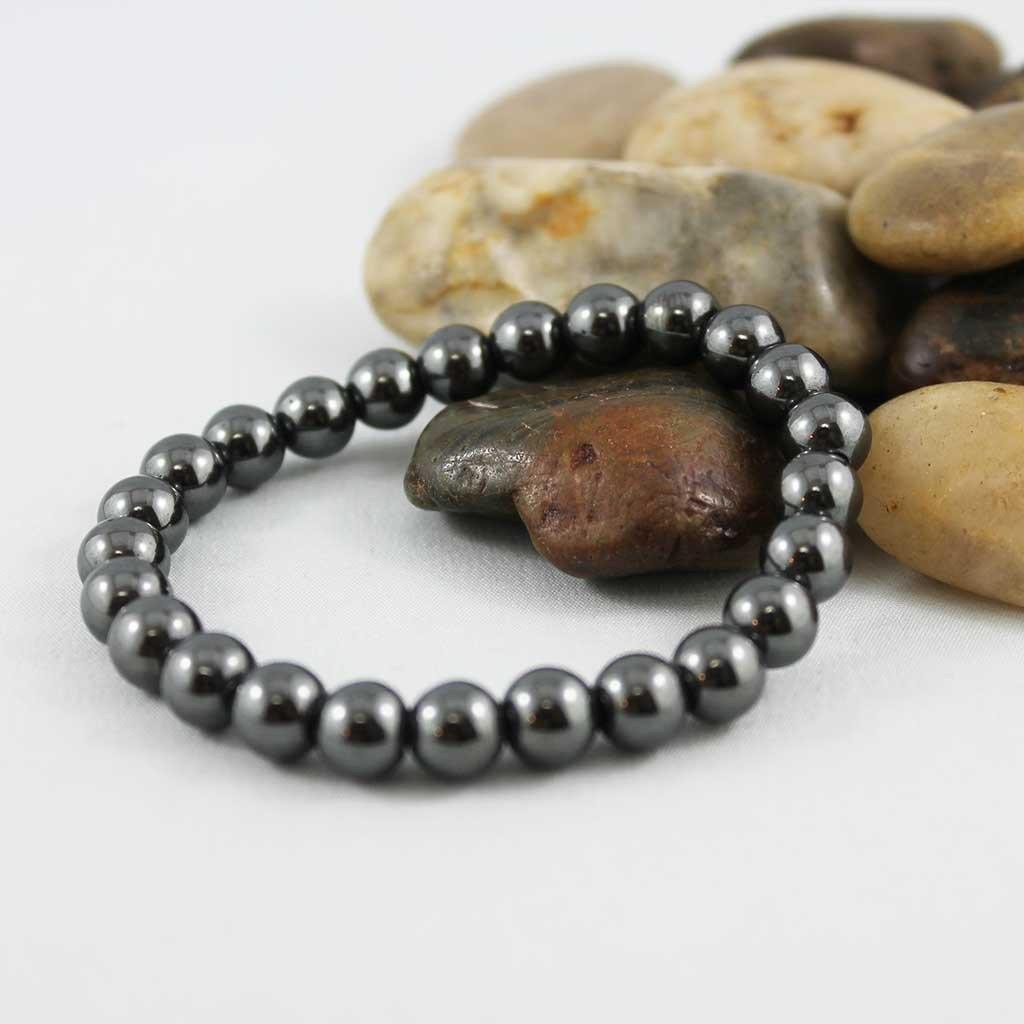 Unisex Hematite Bead Stretch Bracelet - Gothic Grace Inc