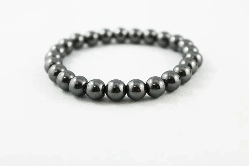 Unisex Hematite Bead Stretch Bracelet - Gothic Grace Inc