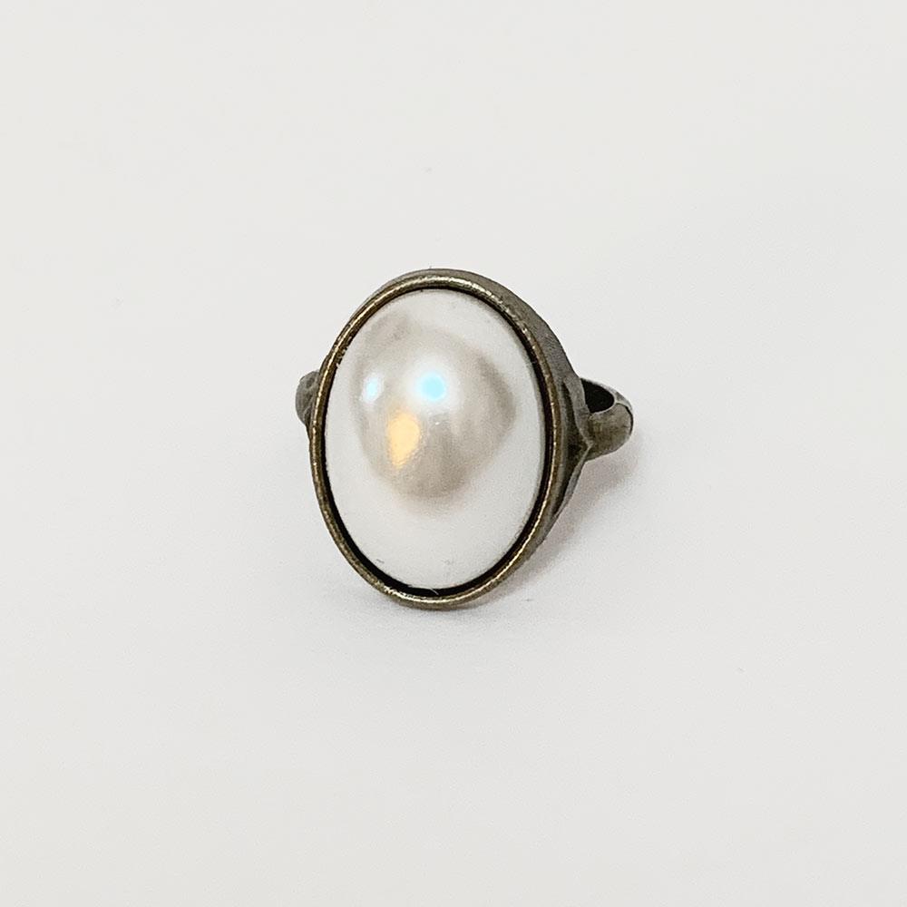 Victorian Antique Bronze Pearl Ring - Gothic Grace Inc