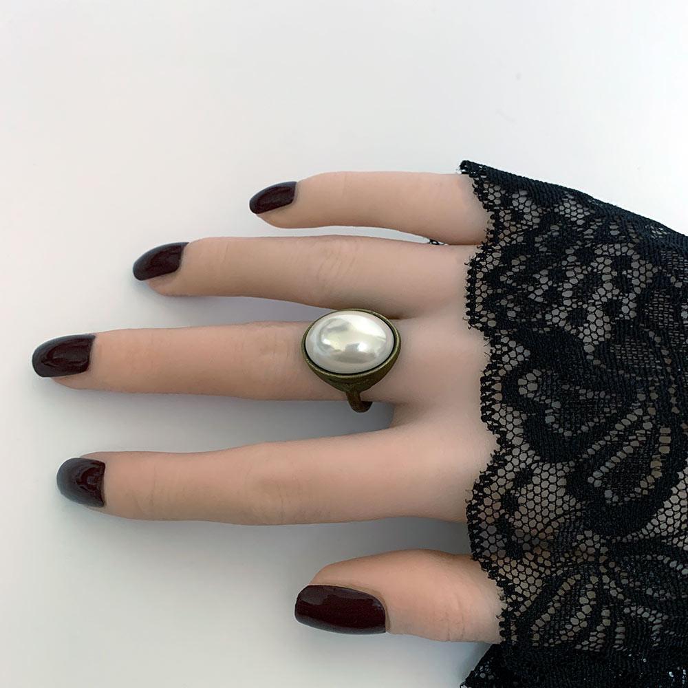 Victorian Antique Bronze Pearl Ring - Gothic Grace Inc