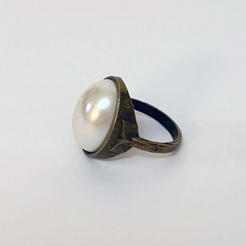 Victorian Antique Bronze Pearl Ring - Gothic Grace Inc