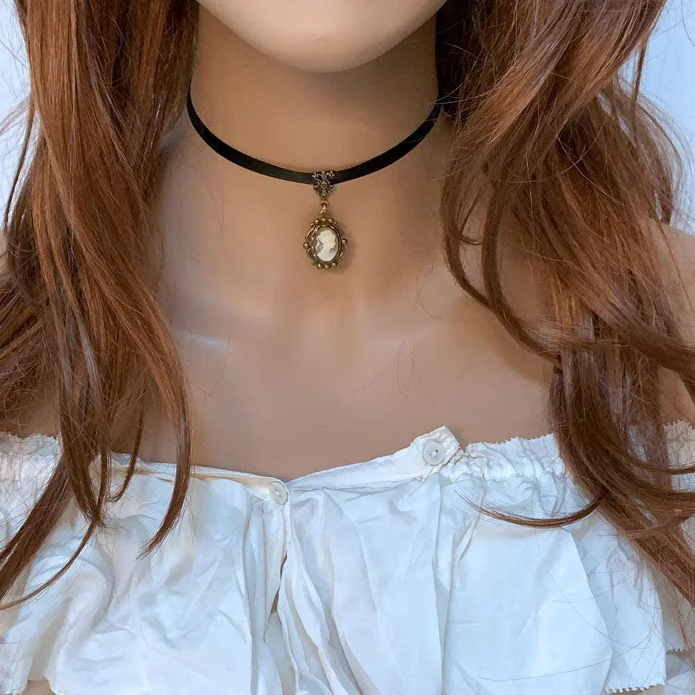Victorian Black Ribbon Cameo Choker - Gothic Grace Inc