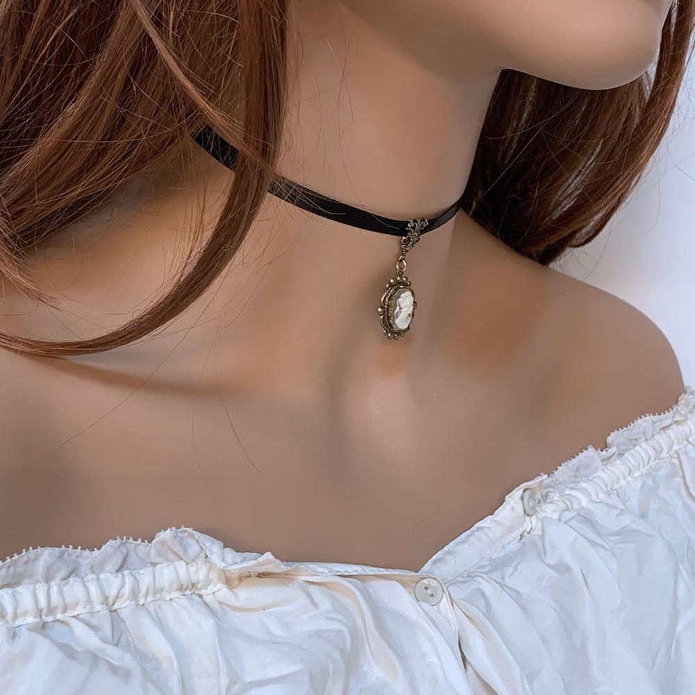Victorian Black Ribbon Cameo Choker - Gothic Grace Inc