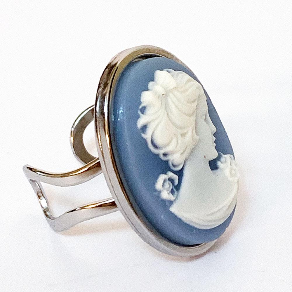 Victorian Blue Cameo Ring - Gothic Grace Inc