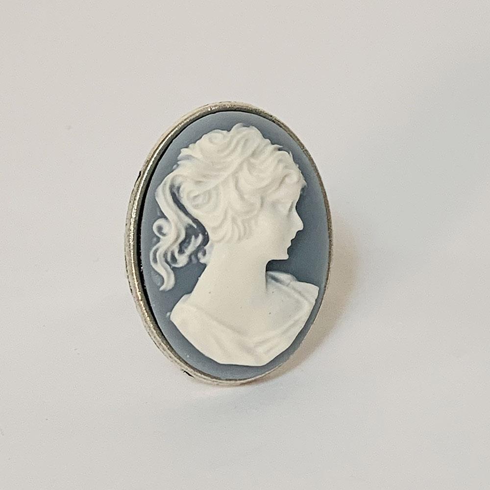 Victorian Blue Cameo Silver Ring - Gothic Grace Inc