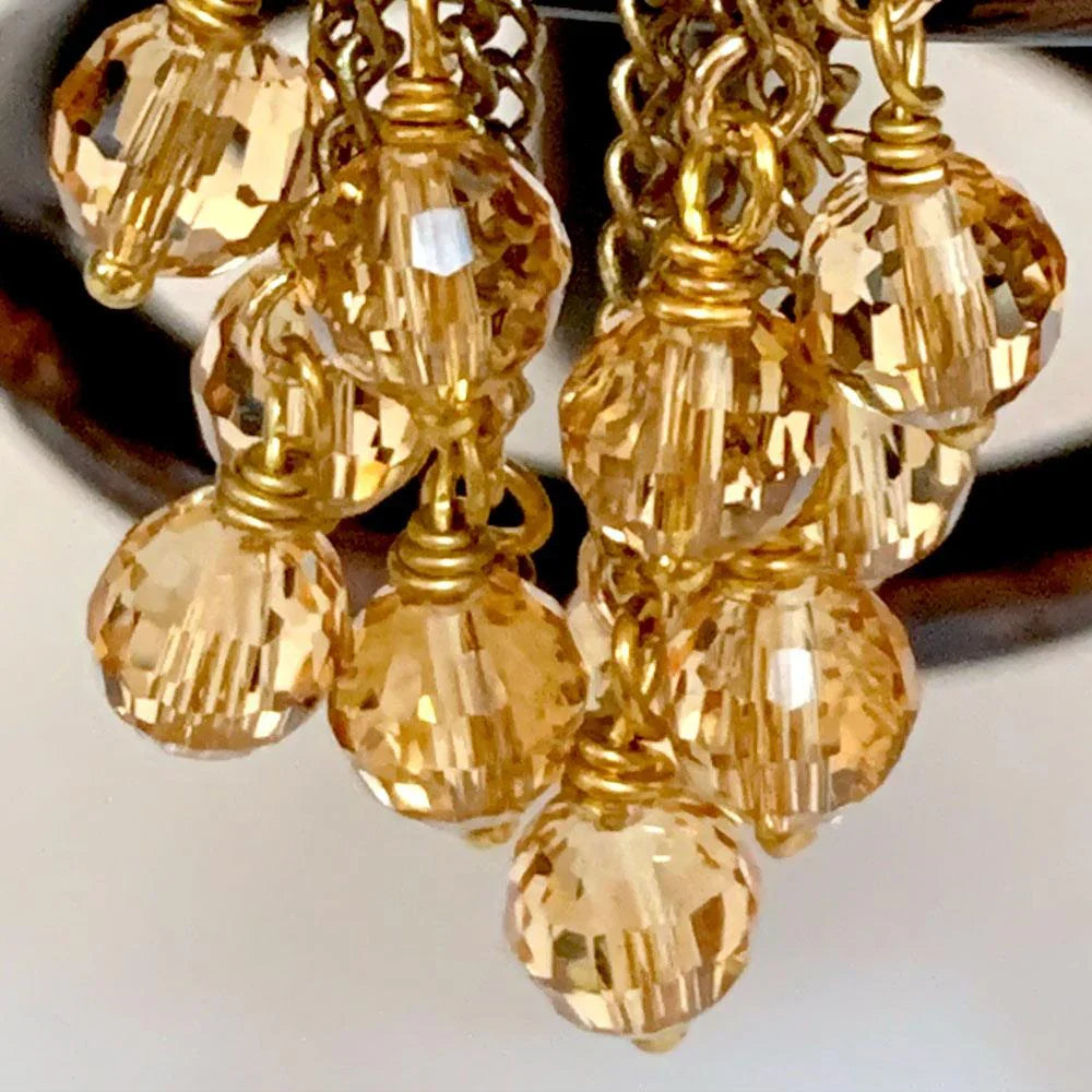 Victorian Gold Crystal Cluster Earrings - Gothic Grace Inc
