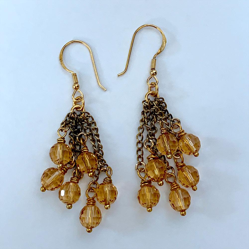 Victorian Gold Crystal Cluster Earrings - Gothic Grace Inc