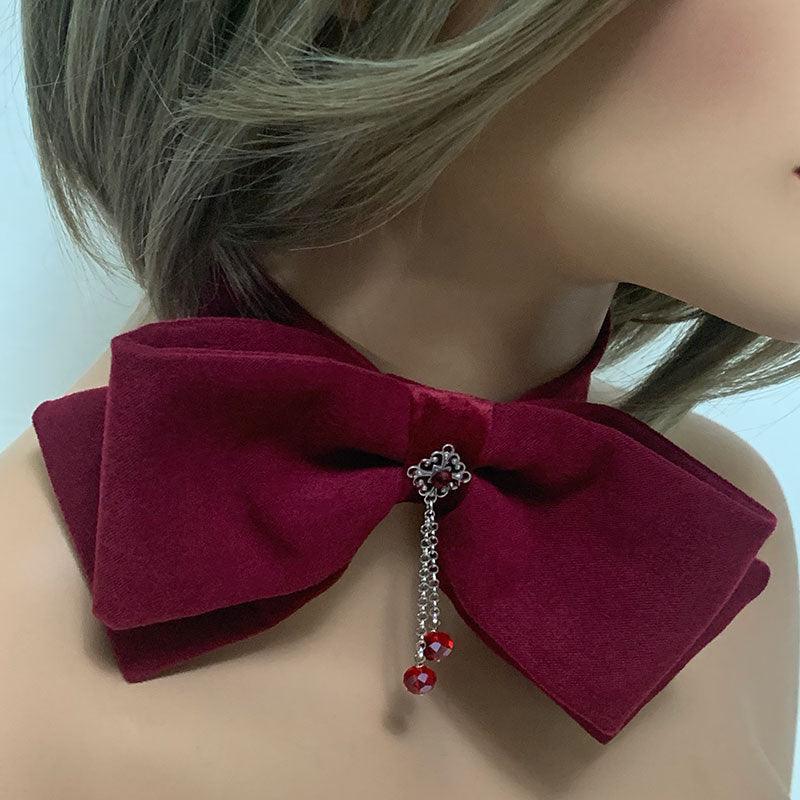 Victorian Red Bow Tie Choker - Gothic Grace Inc