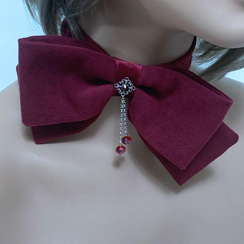 Victorian Red Bow Tie Choker - Gothic Grace Inc