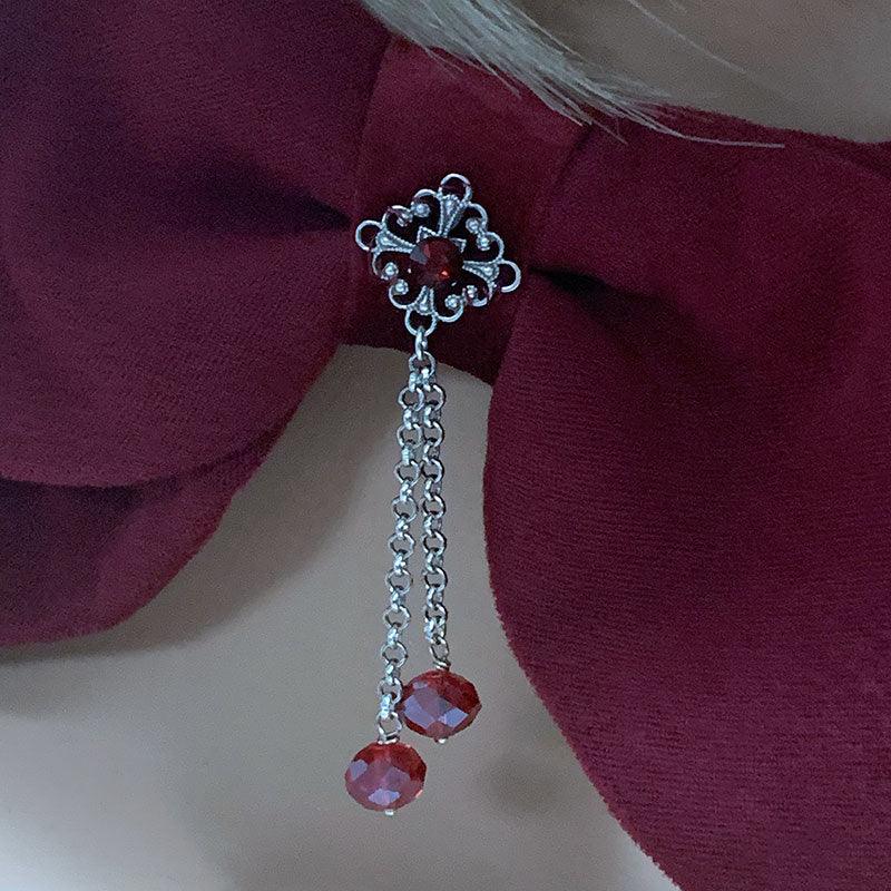 Victorian Red Bow Tie Choker - Gothic Grace Inc