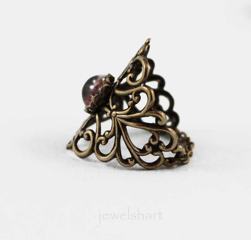 Victorian Style Oxidized Brass Filigree Ring - Gothic Grace Inc