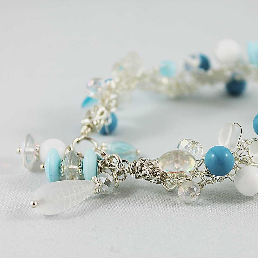 White Beaded Preciosa Cluster Wire Bracelet - Gothic Grace Inc