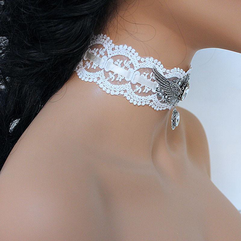 White Lace Fantasy Wing Choker Necklace - Gothic Grace Inc